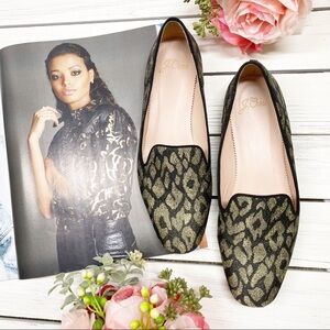 J. Crew Metallic Leopard Jacquard Smoking Flat Loafers Shoes 6.5